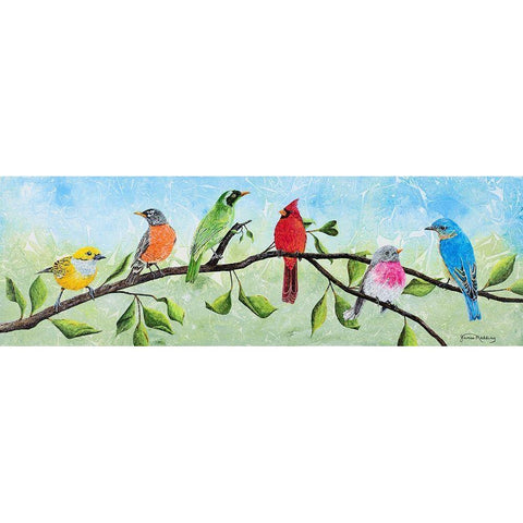 Birds on a Branch Black Modern Wood Framed Art Print with Double Matting by Redding, James