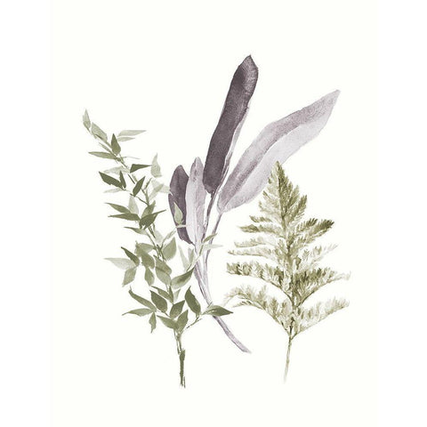 Tonal Leaves II Gold Ornate Wood Framed Art Print with Double Matting by Loreth, Lanie