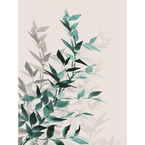 Green Tonal Leaves I Black Modern Wood Framed Art Print with Double Matting by Loreth, Lanie