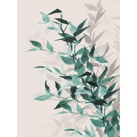 Green Tonal Leaves II Black Modern Wood Framed Art Print with Double Matting by Loreth, Lanie