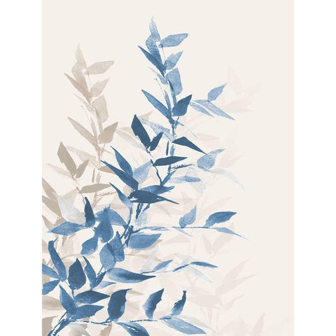 Blue Branch I White Modern Wood Framed Art Print by Loreth, Lanie