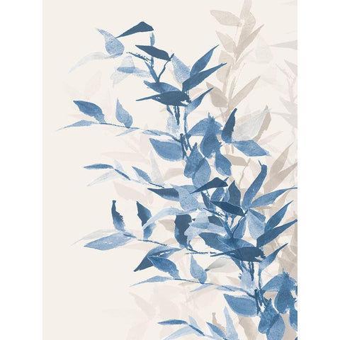 Blue Branch II White Modern Wood Framed Art Print by Loreth, Lanie