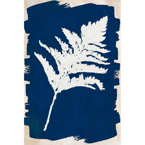 White Leaf on Navy I Black Modern Wood Framed Art Print with Double Matting by Loreth, Lanie