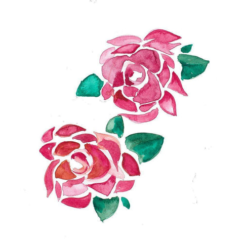 Red Roses Black Modern Wood Framed Art Print with Double Matting by Danelle, B.