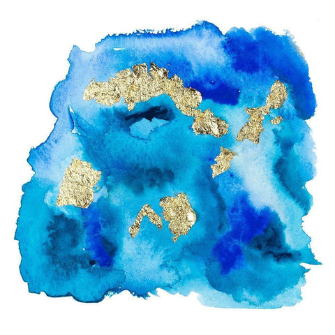 Gold Flake Blue Black Modern Wood Framed Art Print with Double Matting by Danelle, B.
