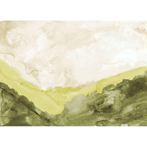 Washed Green Landscape Black Modern Wood Framed Art Print with Double Matting by Danelle, B.
