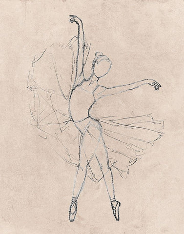Monochrome Ballerina Black Ornate Wood Framed Art Print with Double Matting by SD Graphics Studio