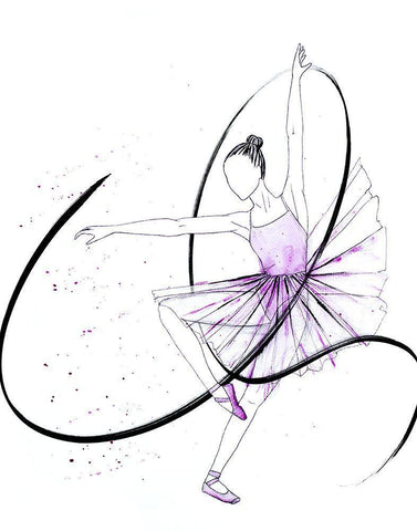 Dancing Ballerina II Black Ornate Wood Framed Art Print with Double Matting by SD Graphics Studio