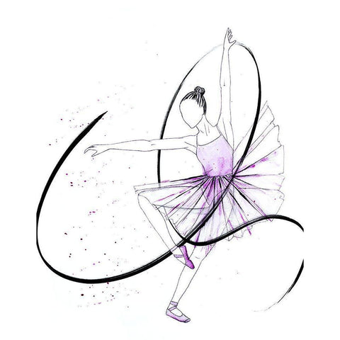 Dancing Ballerina II Black Modern Wood Framed Art Print by SD Graphics Studio