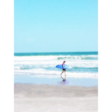 East Coast Surf Girl Black Modern Wood Framed Art Print with Double Matting by Wilson, Kali