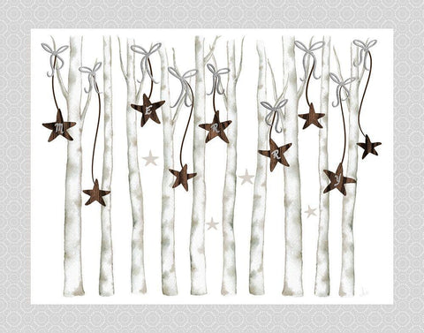Merry and Bright Birch Trees I Black Ornate Wood Framed Art Print with Double Matting by Metz, Andi