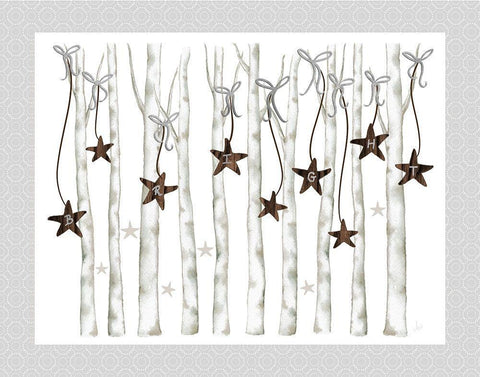 Merry and Bright Birch Trees II Black Ornate Wood Framed Art Print with Double Matting by Metz, Andi