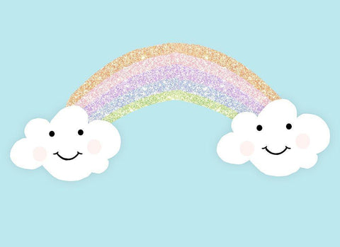 Happy Clouds White Modern Wood Framed Art Print with Double Matting by Quach, Anna