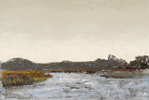 Along the Water (Neutral) Black Ornate Wood Framed Art Print with Double Matting by Green, Jenny