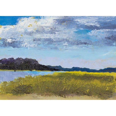 Blue Skies White Modern Wood Framed Art Print by Green, Jenny