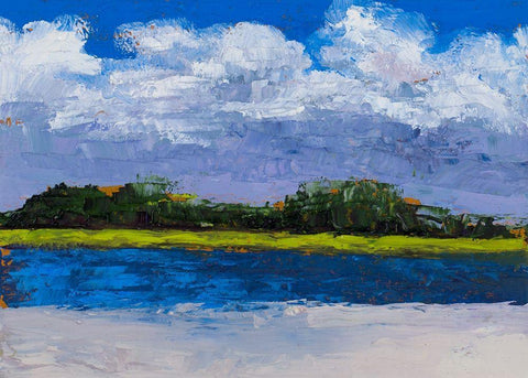 Blue Waters White Modern Wood Framed Art Print with Double Matting by Green, Jenny