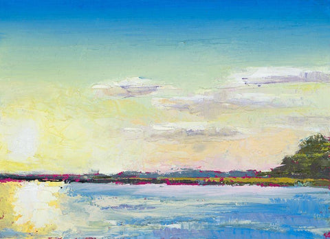 Sun on the Water White Modern Wood Framed Art Print with Double Matting by Green, Jenny