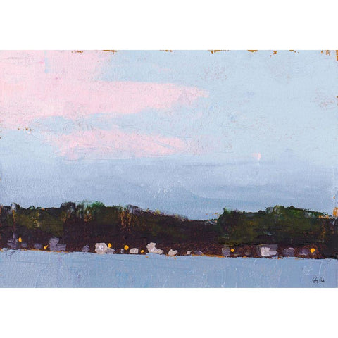 Across the Lake Gold Ornate Wood Framed Art Print with Double Matting by Green, Jenny