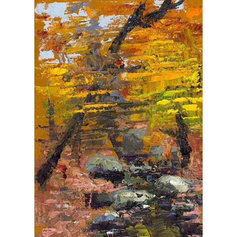 Autumn Woods Black Modern Wood Framed Art Print by Green, Jenny