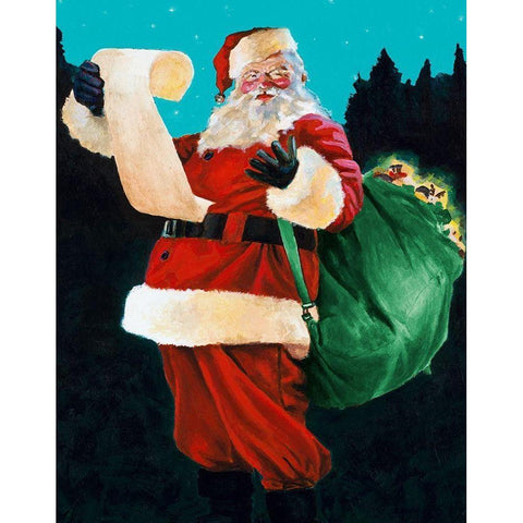 Jolly Old Saint Nick Black Modern Wood Framed Art Print with Double Matting by Green, Jenny