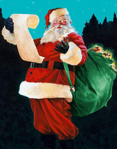 Jolly Old Saint Nick White Modern Wood Framed Art Print with Double Matting by Green, Jenny