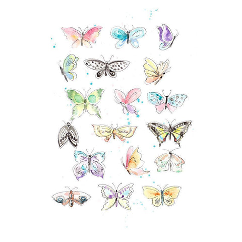 Butterfly Pattern Gold Ornate Wood Framed Art Print with Double Matting by Pinto, Patricia