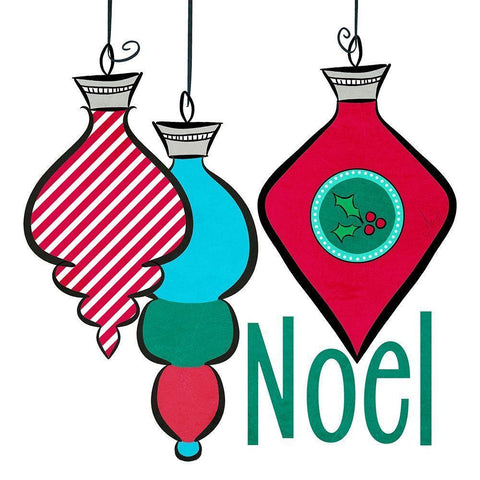 Joyful Christmas Ornaments III White Modern Wood Framed Art Print by Metz, Andi