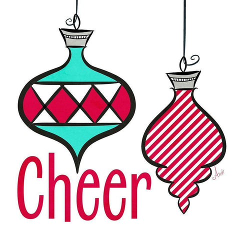 Joyful Christmas Ornaments I White Modern Wood Framed Art Print with Double Matting by Metz, Andi