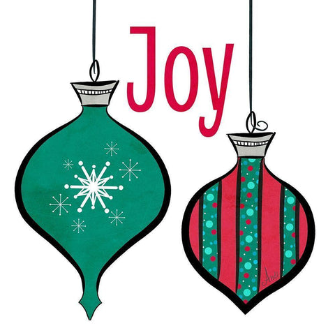 Joyful Christmas Ornaments II Black Modern Wood Framed Art Print by Metz, Andi