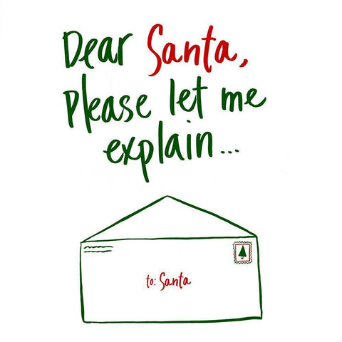 Dear Santa White Modern Wood Framed Art Print with Double Matting by SD Graphics Studio