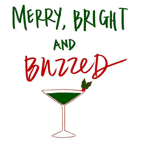 Merry, Bright And Buzzed Black Ornate Wood Framed Art Print with Double Matting by SD Graphics Studio