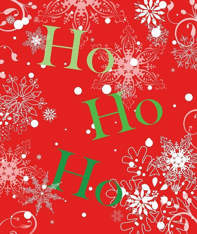 Ho Ho Ho (Red) White Modern Wood Framed Art Print with Double Matting by Quach, Anna