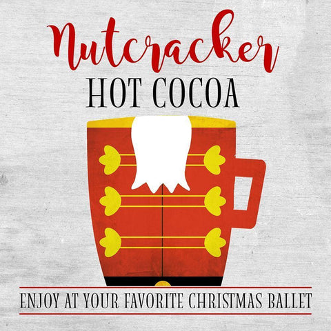 Nutcracker Hot Cocoa White Modern Wood Framed Art Print with Double Matting by Quach, Anna
