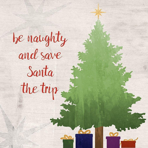 Be Naughty White Modern Wood Framed Art Print with Double Matting by Quach, Anna