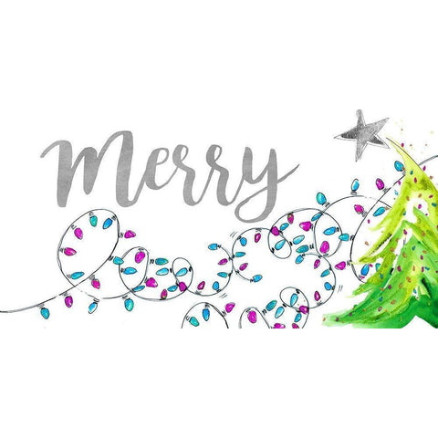 Merry with Lights White Modern Wood Framed Art Print by Pinto, Patricia