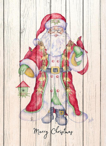 Santa and Cardinal I Black Ornate Wood Framed Art Print with Double Matting by Metz, Andi