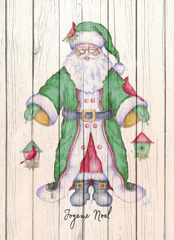 Santa and Cardinal II Black Ornate Wood Framed Art Print with Double Matting by Metz, Andi