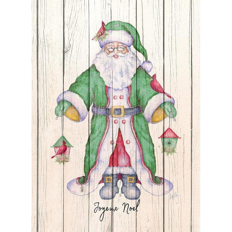 Santa and Cardinal II Black Modern Wood Framed Art Print with Double Matting by Metz, Andi