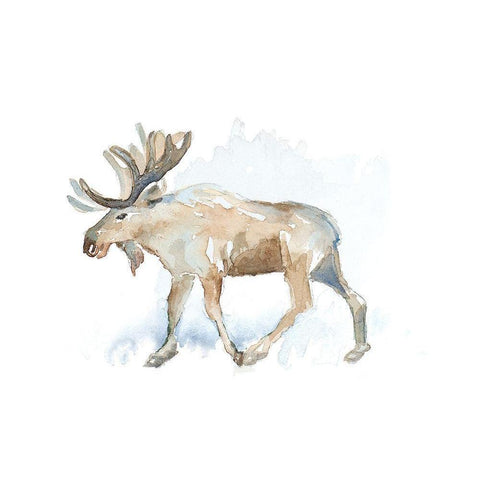 Watercolor Moose White Modern Wood Framed Art Print by Loreth, Lanie