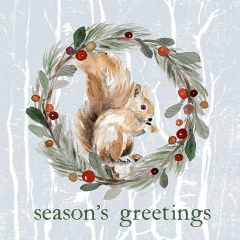 Seasons Greetings White Modern Wood Framed Art Print with Double Matting by Loreth, Lanie