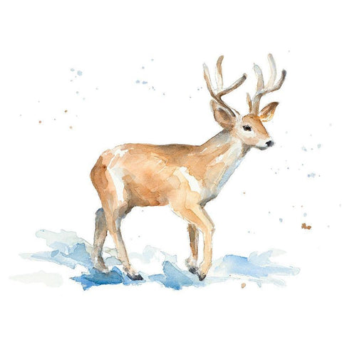 Watercolor Deer White Modern Wood Framed Art Print by Loreth, Lanie