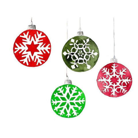 Christmas Ornaments White Modern Wood Framed Art Print by Loreth, Lanie