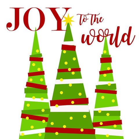 Joy to the World White Modern Wood Framed Art Print with Double Matting by Quach, Anna