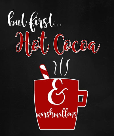 But First Hot Cocoa Black Ornate Wood Framed Art Print with Double Matting by Quach, Anna