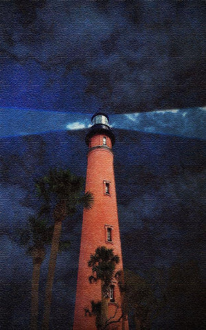 Lighthouse Nights White Modern Wood Framed Art Print with Double Matting by Wilson, Kali
