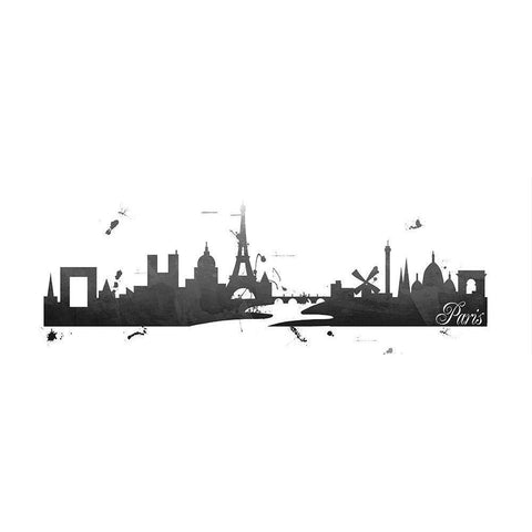 Paris Skyline Black Modern Wood Framed Art Print with Double Matting by Quach, Anna