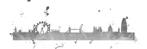 London Skyline Black Ornate Wood Framed Art Print with Double Matting by Quach, Anna