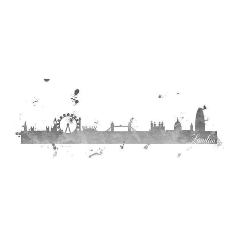 London Skyline Black Modern Wood Framed Art Print with Double Matting by Quach, Anna