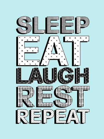Sleep Eat Laugh Black Ornate Wood Framed Art Print with Double Matting by Quach, Anna