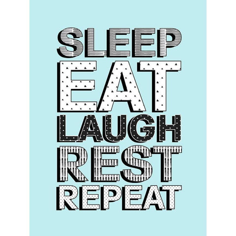 Sleep Eat Laugh White Modern Wood Framed Art Print by Quach, Anna